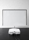 Blank projector canvas in the office