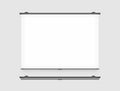 Blank projector screen mockup on the wall