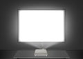 Blank projector screen mockup on the wall. Projection light Royalty Free Stock Photo