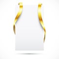 Blank promo tag with gold ribbon Royalty Free Stock Photo