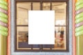 Blank promotion poster on glass window Royalty Free Stock Photo