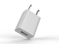 Blank Promotional USB AC Adapter Wall Charger. 3d Render Illustration. Royalty Free Stock Photo