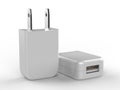 Blank Promotional USB AC Adapter Wall Charger. 3d Render Illustration. Royalty Free Stock Photo