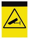 Blank protected by video surveillance sign, isolated copy space background Royalty Free Stock Photo