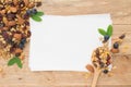 Blank recipe paper with granola. Royalty Free Stock Photo