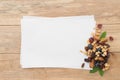 Blank recipe paper with grnola Royalty Free Stock Photo