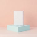 Blank rectangular box mockup on pastel podium Royalty Free Stock Photo