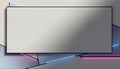Blank Rectangular Frame on Abstract Geometric Background with Neon Cyberpunk Lights Royalty Free Stock Photo
