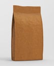 Blank recycle brown paper bag Food Stand Up Pouch Snack Sachet Bag Packaging. 3d render Illustration Isolated On White Background. Royalty Free Stock Photo