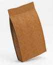 Blank recycle brown paper bag Food Stand Up Pouch Snack Sachet Bag Packaging. 3d render Illustration Isolated On White Background. Royalty Free Stock Photo