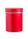 Blank red aluminum cylindrical container isolated on white background. Packaging for hair cosmetic