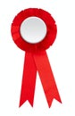 Blank red award winning ribbon rosette isolated Royalty Free Stock Photo