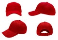 Blank red baseball cap 4 view Royalty Free Stock Photo