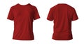 Blank red clean t-shirt mockup, isolated, front view. Empty tshirt model mock up. Clear fabric cloth for football or style outfit Royalty Free Stock Photo