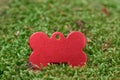 Blank red Dog Tag on the green grass Royalty Free Stock Photo