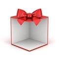 Blank red gift box backdrop or red present box with red ribbon bow isolated on white background Royalty Free Stock Photo