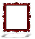 Blank red glass portrait frame isolated on white