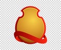 Blank red and gold shield and ribbon on transparrent background. Royalty Free Stock Photo