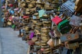 A blank red love padlocks ready for you to inscribe