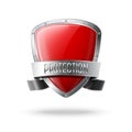 Blank red realistic glossy protection shield with Royalty Free Stock Photo