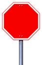 Blank red road stop sign Royalty Free Stock Photo