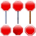 Blank red road stop signs