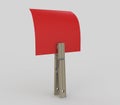 Blank red sticky note hanging on clothespin (with clipping path)