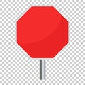 Blank red stop sign vector icon. Empty danger symbol vector illustration.