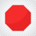 Blank red stop sign vector icon. Empty danger symbol vector illustration. Simple business concept pictogram on isolated