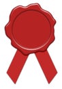 Blank red wax seal with ribbon,