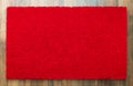 Blank Red Welcome Mat On Wood Floor Background Ready For Your Text Royalty Free Stock Photo