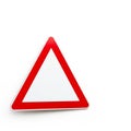 Blank Red and White Triangular Warning Sign on White Background danger caution Royalty Free Stock Photo