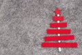 Blank red wood Christmas tree border with gray plush