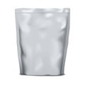 Blank retort stand-up pouch realistic vector mockup. Flexible plastic bag mock-up. Food product packaging. Template