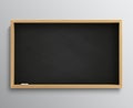 Blank retro class blackboard with chalk pieces. Empty black chalkboard vector illustration for education concept Royalty Free Stock Photo