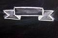 Blank ribbon draw by white chalk on black board