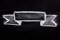 Blank ribbon draw by white chalk on black board