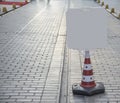 Blank road informative sign on the street Royalty Free Stock Photo