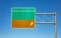 Blank road sign on the highway, clear blue sky background. USA Royalty Free Stock Photo