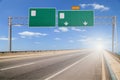 Blank road sign on highway. Royalty Free Stock Photo