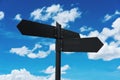 Blank road signpost, on blue sky and white clouds background Royalty Free Stock Photo