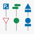 Blank road signs vector. Set of traffic signs on a white background. Red, blue, green road signs. Blank advertising sign. Colorful Royalty Free Stock Photo