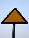 Blank road warning sign