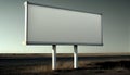 Blank roadside billboard announces summer travel plans generated by AI