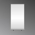 Blank Roll Up Banner Stand. Trade show booth white and blank. 3d vector illustration isolated on da Royalty Free Stock Photo
