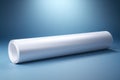 Blank Rolled Paper Banner Mockup on a Blue Background Royalty Free Stock Photo