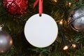 Blank Round Christmas Ornament Mockup on Tree