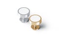 Blank round gold and silver cufflinks stud mockup, side view