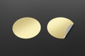 Blank  round stickers straightened and with folded corner Royalty Free Stock Photo