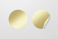 Blank  round stickers straightened and with folded corner Royalty Free Stock Photo